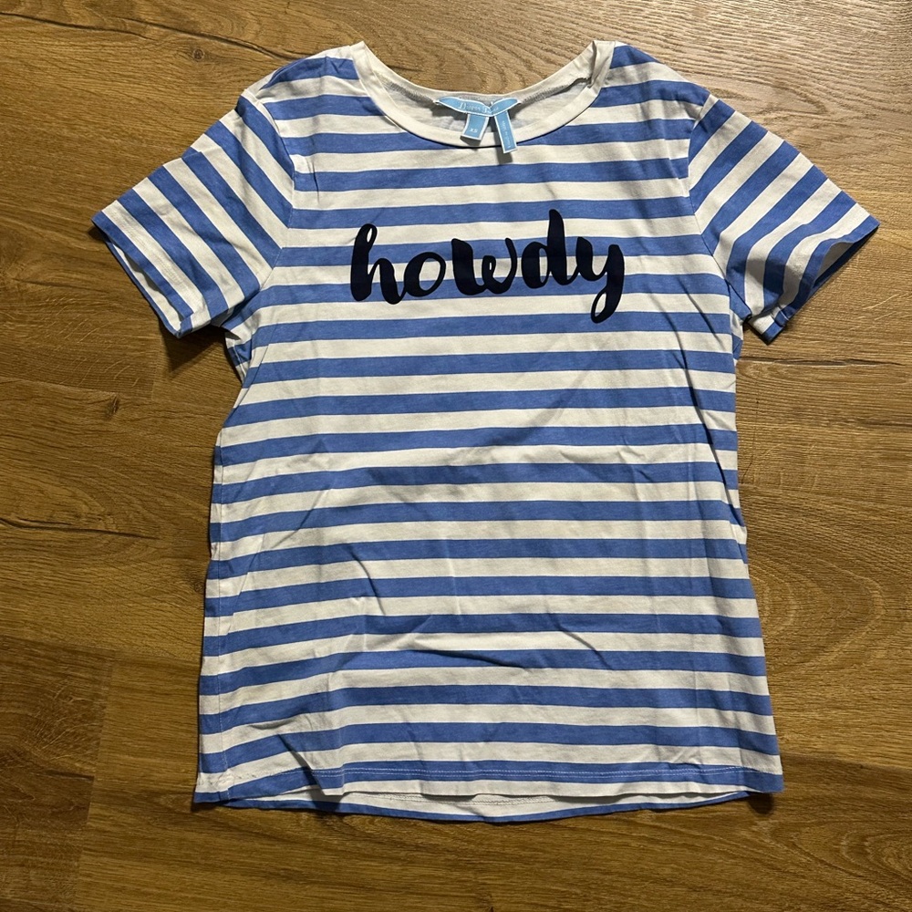 Draper James 100% Cotton Blue and White Striped Tee XS
